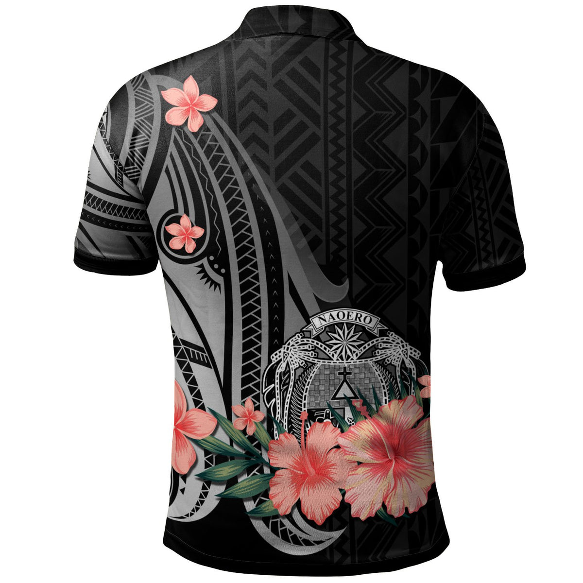 Nauru Polo Shirt Polynesian Hibiscus Pattern Style - Polynesian Pride