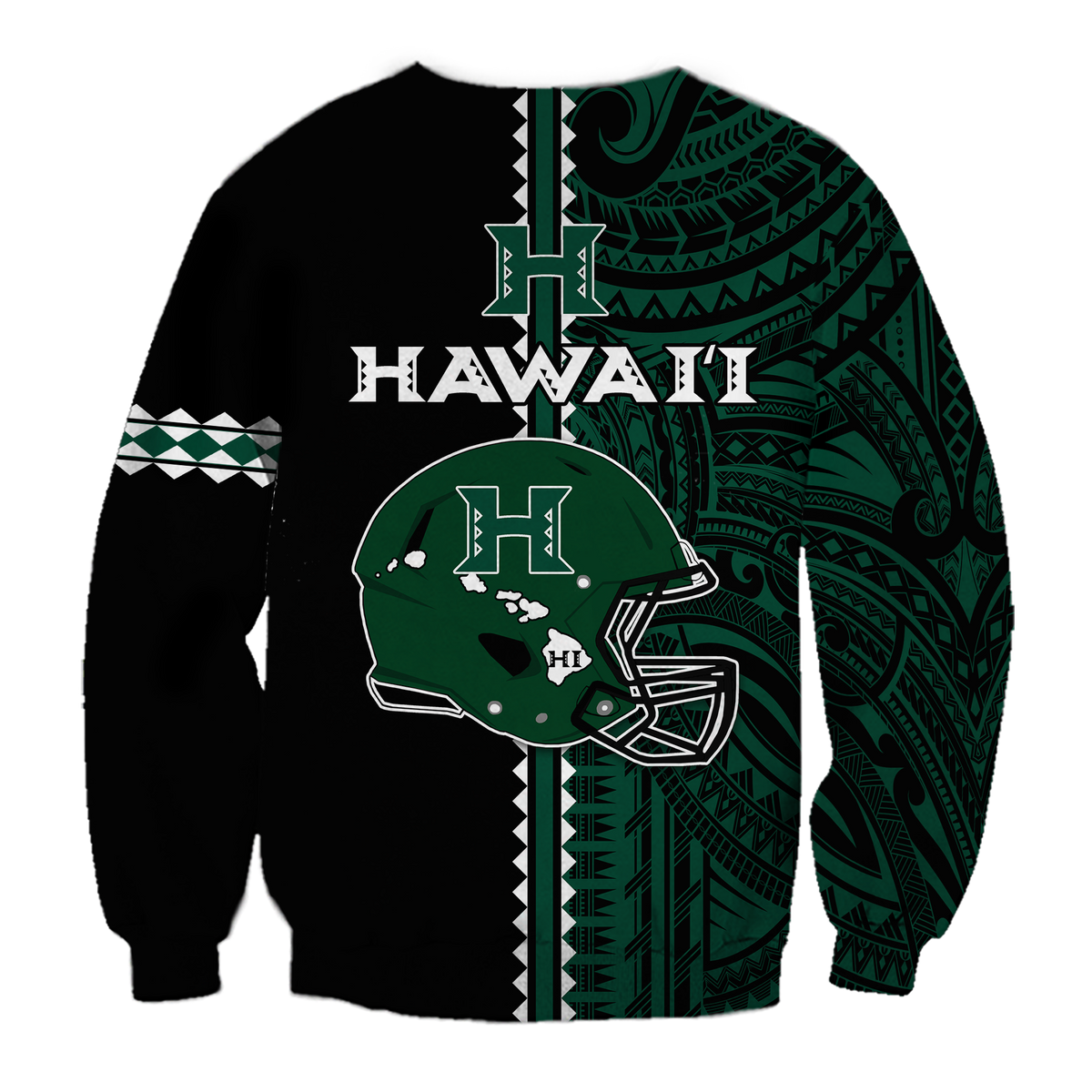Hawaii Kakau Warrior Football Sweatshirt - LT12 - Polynesian Pride