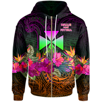 Wallis and Futuna Zip up Hoodie Summer Hibiscus Unisex Reggae - Polynesian Pride