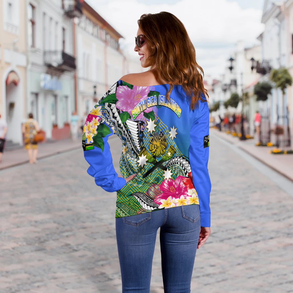 (Custom Personalised) South Sea Islanders Kanakas Hibiscus Polynesia Women Off Shoulder Sweater - LT2 - Polynesian Pride