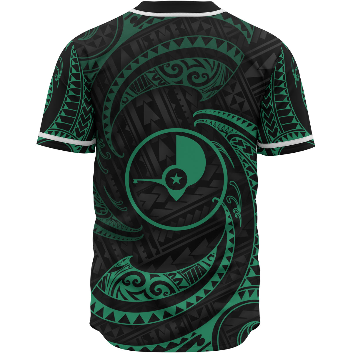 Yap Polynesian Baseball Shirt - Green Tribal Wave - Polynesian Pride