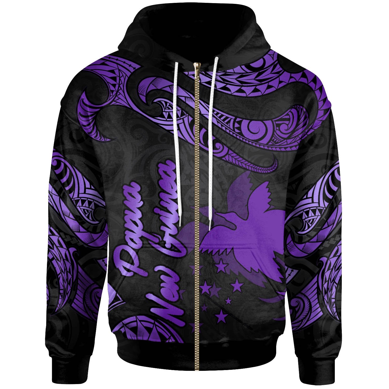Papua New Guinea Polynesian Zip Hoodie Polynesian Tattoo Purple Version Unisex Purple - Polynesian Pride