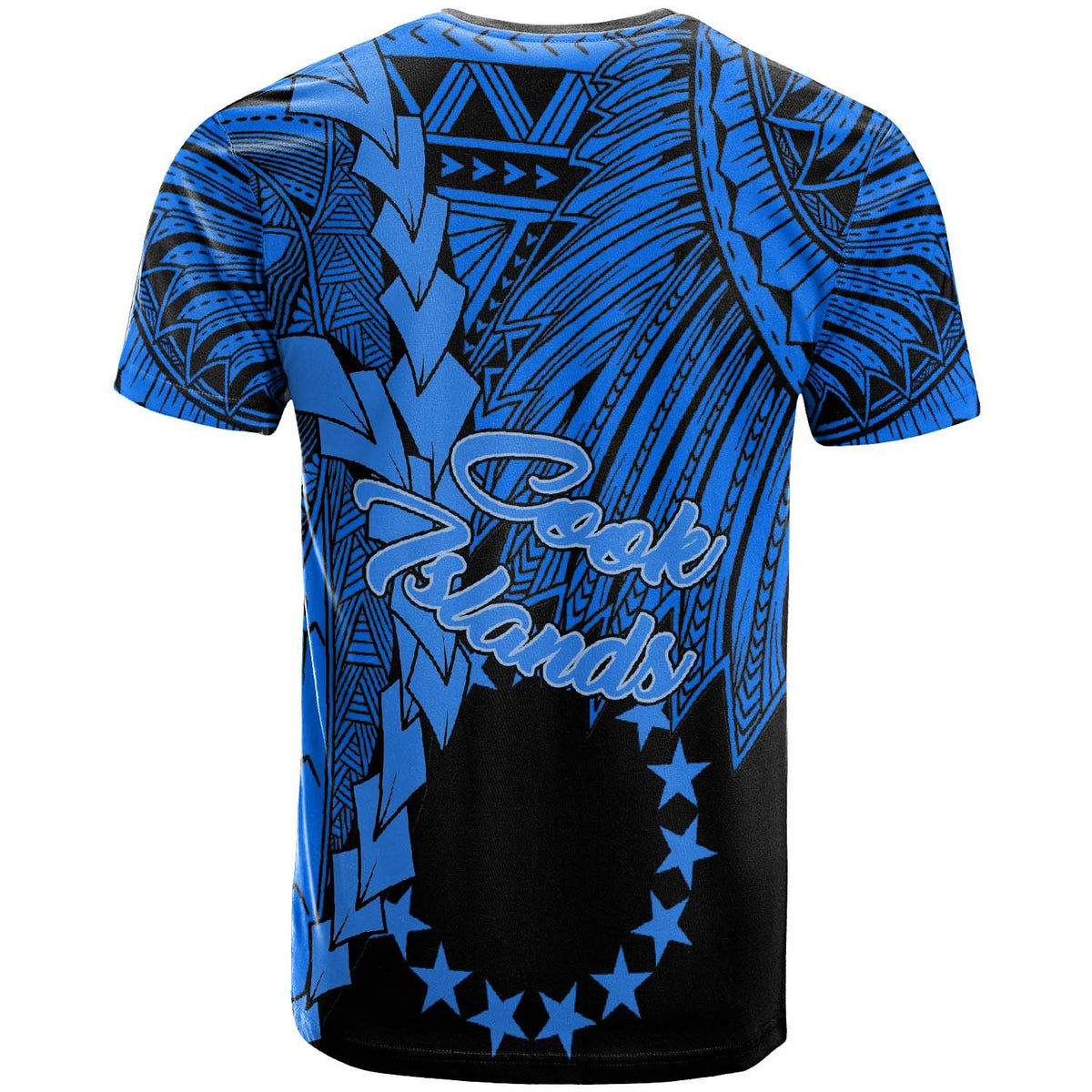 Cook Islands Polynesian Custom T Shirt Tribal Wave Tattoo Blue - Polynesian Pride