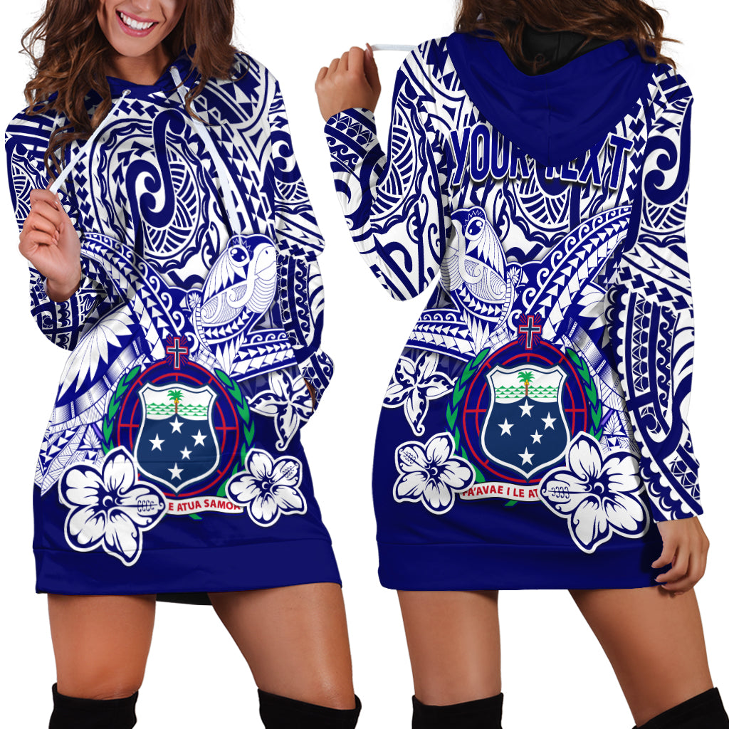 (Custom Personalised) Samoa Polynesian Hoodie Dress Samoan Loved Turtles LT13 Blue - Polynesian Pride