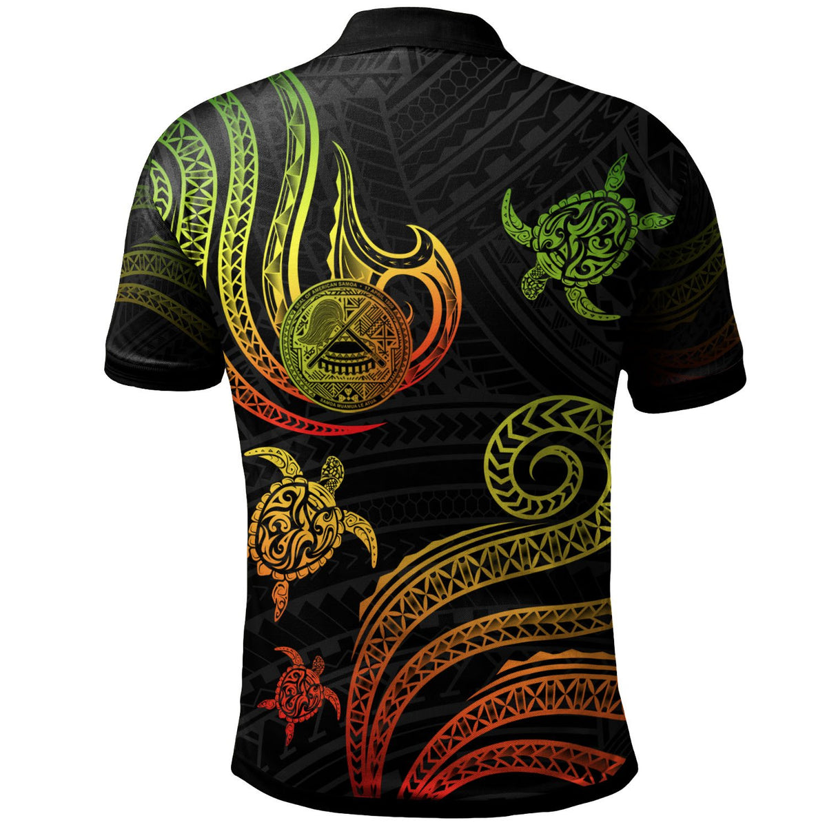 American Samoa Polo Shirt Polynesian Turtle With Pattern Reggae - Polynesian Pride