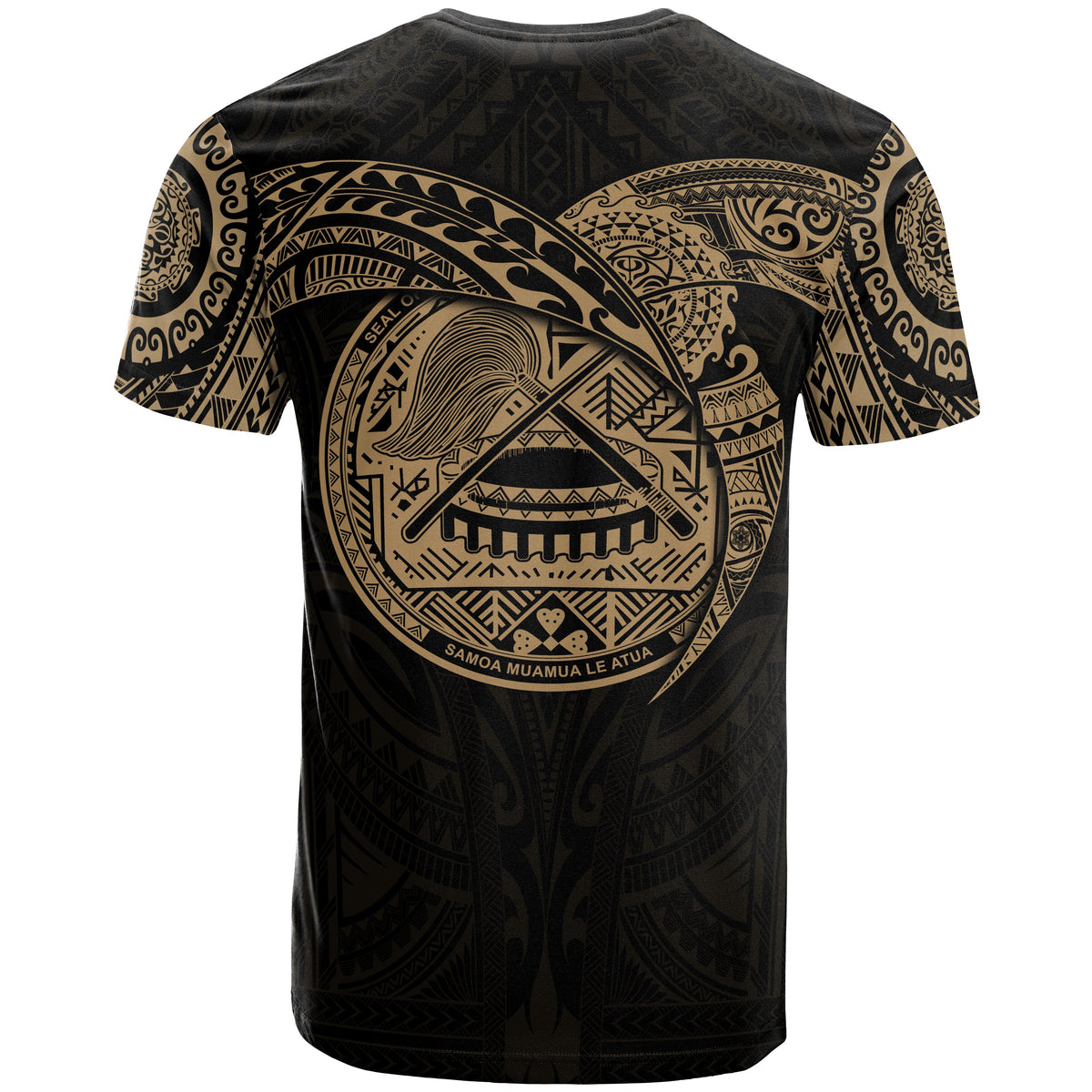 American Samoa Polynesian T Shirt Full Color Heart Shield - Polynesian Pride