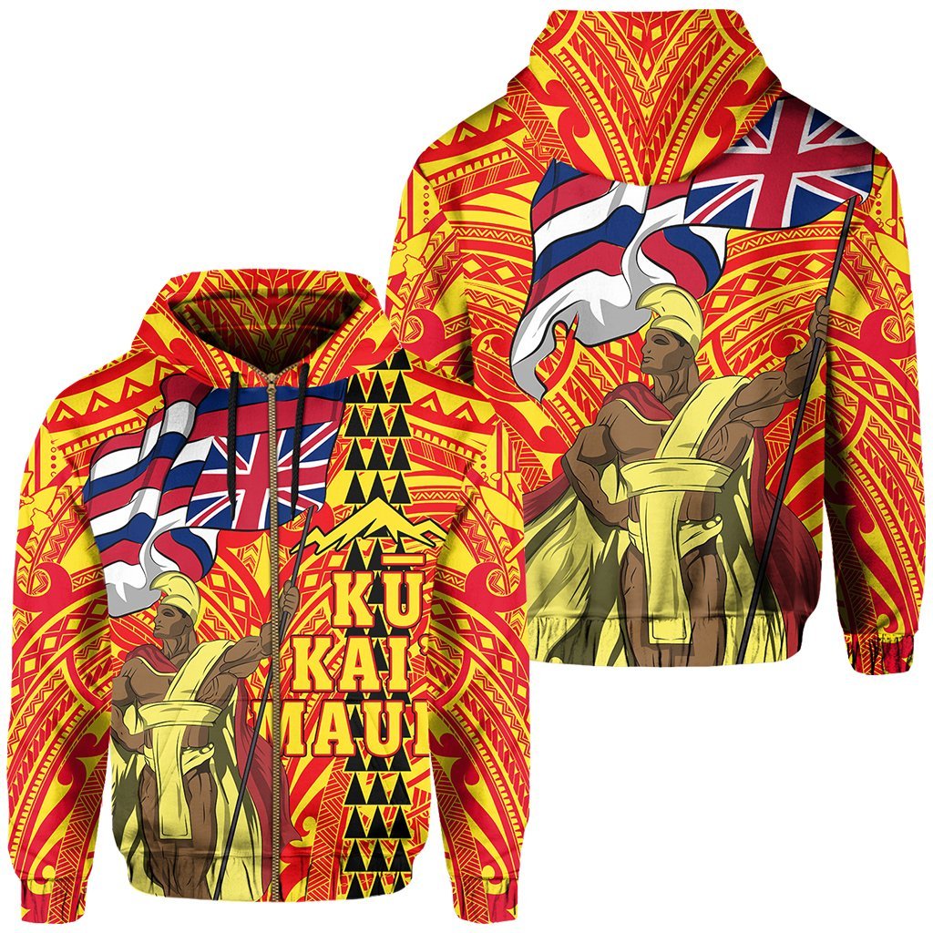 Polynesian Protect Mauna Kea Flag of Hawaii Zip Hoodie Unisex Red - Polynesian Pride