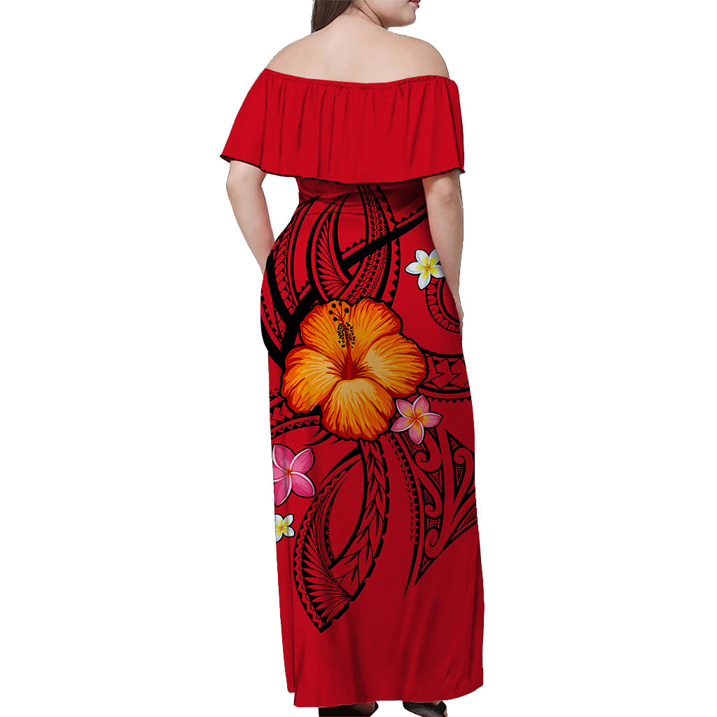 Hawaii Off Shoulder Dress - Red Hibiscus - LT12 - Polynesian Pride