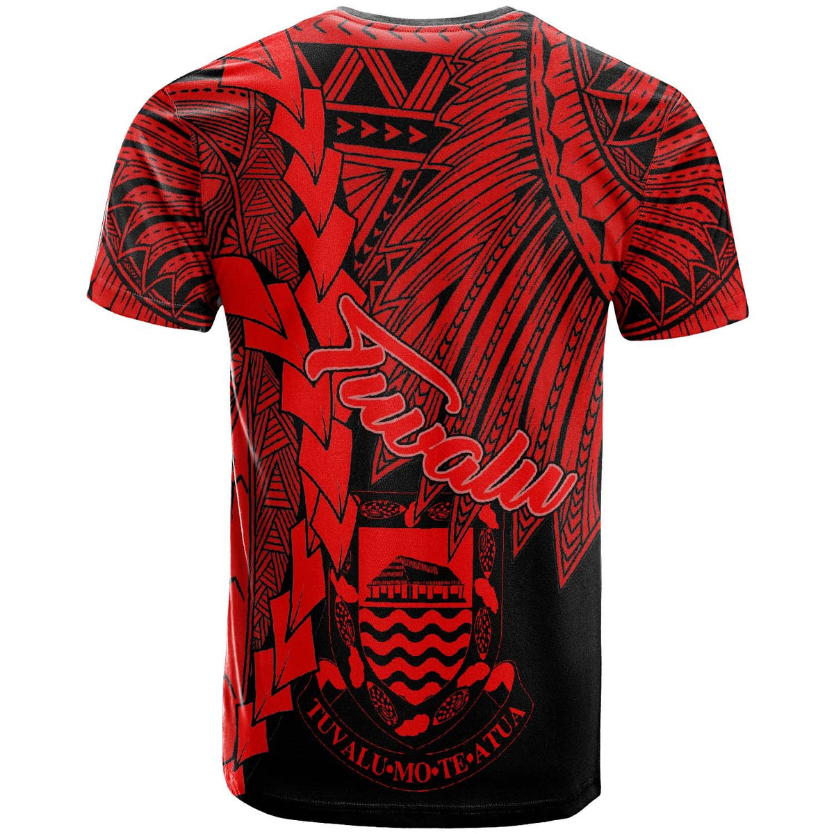 Tuvalu Polynesian T Shirt Tribal Wave Tattoo Red - Polynesian Pride