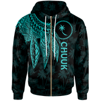 Chuuk Zip up Hoodie Polynesian Wings (Turquoise) Unisex Turquoise - Polynesian Pride