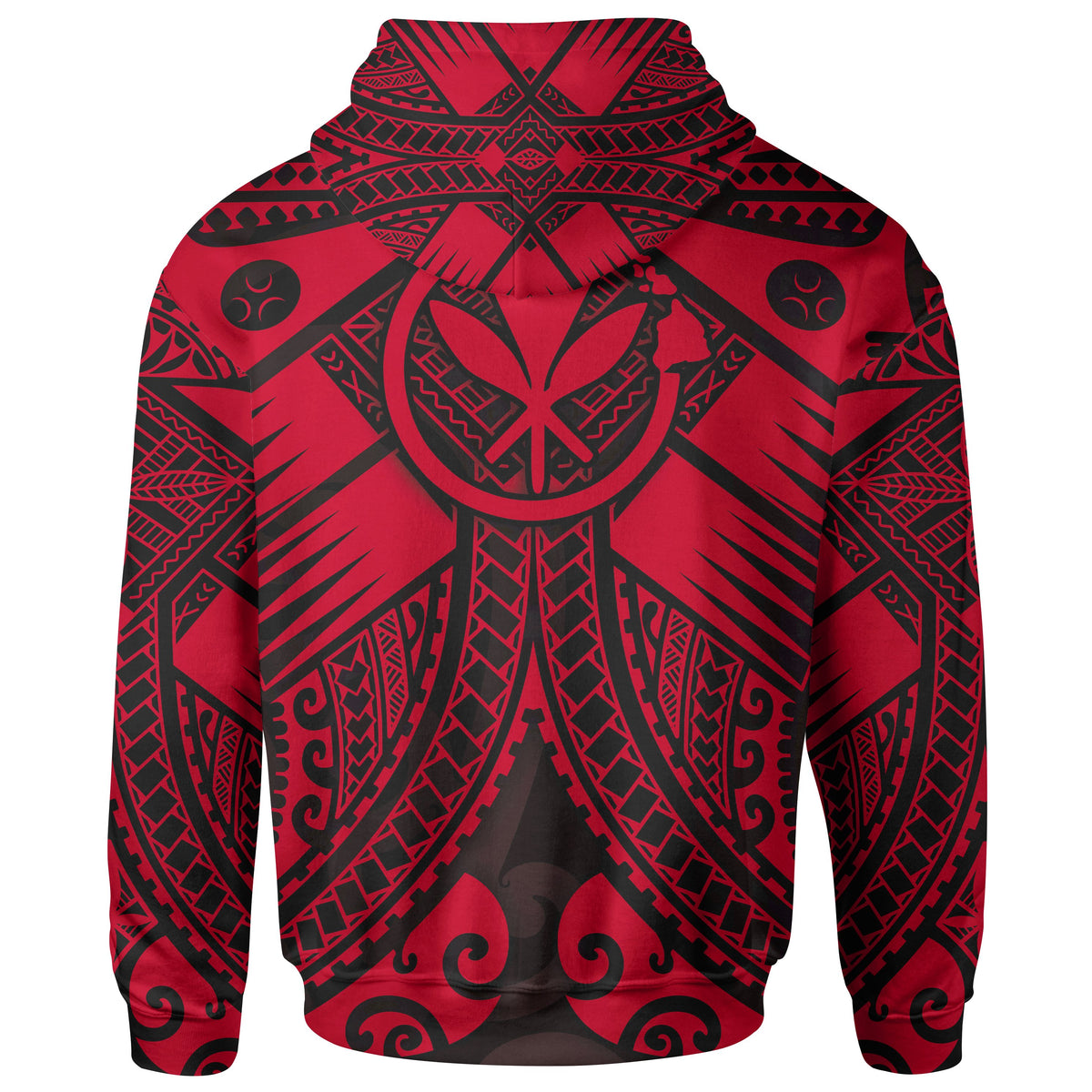 Hawaii Polynesian Zip up Hoodie Red Kanaka Maoli Map - Polynesian Pride