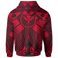 Hawaii Polynesian Zip up Hoodie Red Kanaka Maoli Map - Polynesian Pride
