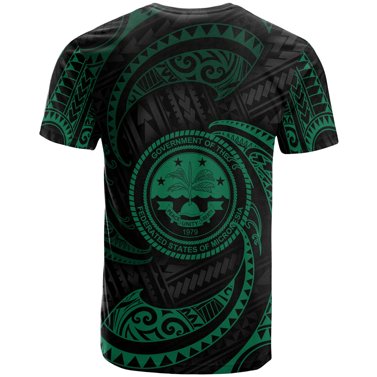Federated States of Micronesia T Shirt Green Tribal Wave - Polynesian Pride