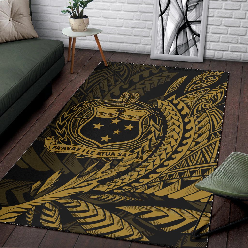 Samoa Area Rug - Gold Color Wings Style - Polynesian Pride