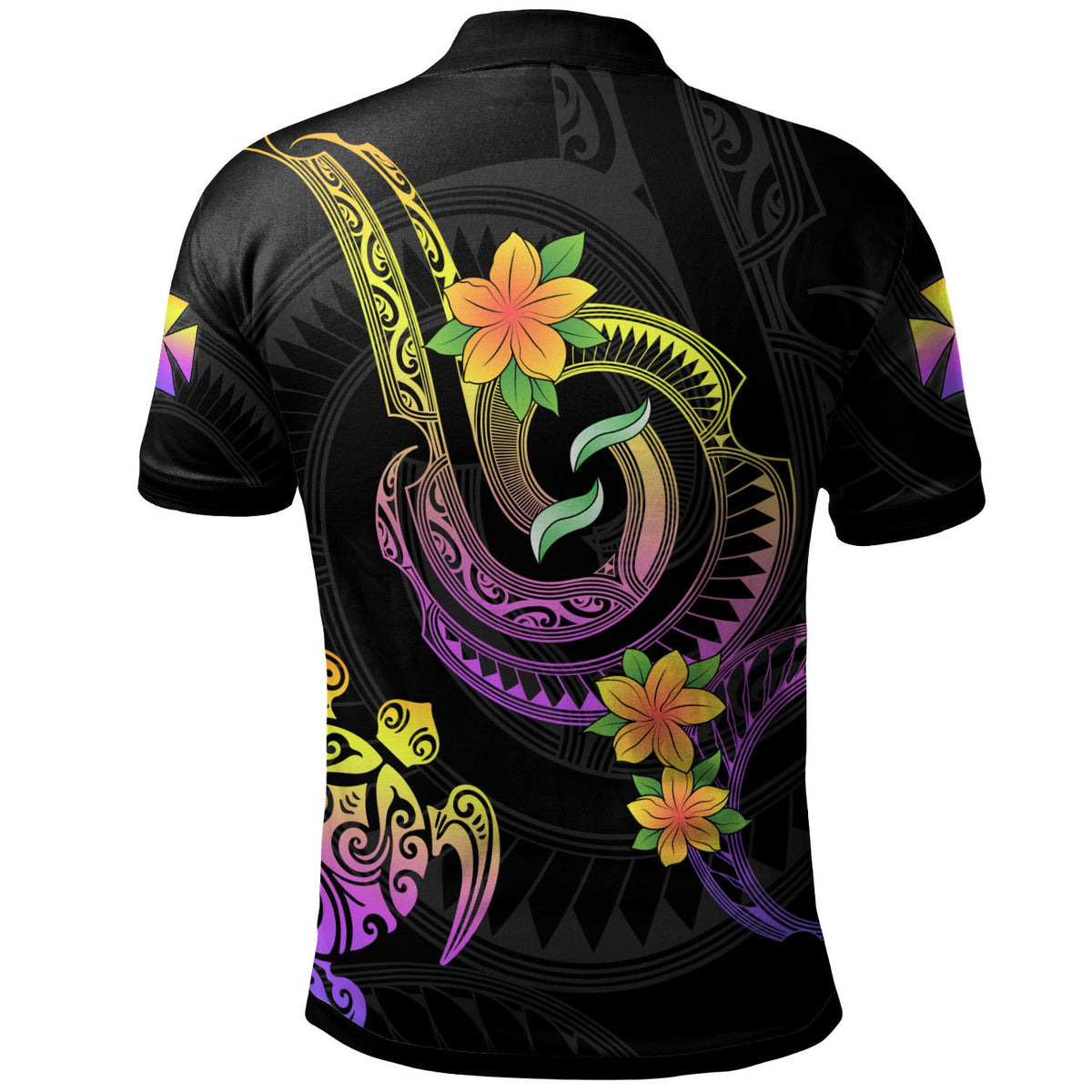 Wallis and Futuna Custom Polo Shirt Plumeria Flowers with Spiral Patterns - Polynesian Pride