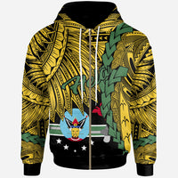 Papua New Guinea Hela Province Polynesian Zip Hoodie Tribal Wave Tattoo Unisex Yellow - Polynesian Pride