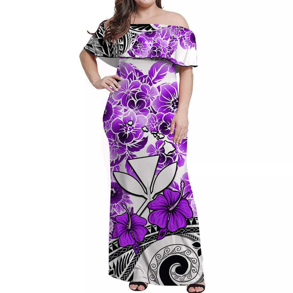 Hawaii Matching Dress and Hawaiian Shirt Polynesian and Purple Hibiscus LT13 - Polynesian Pride