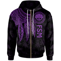 Federated States of Micronesia Zip up Hoodie Polynesian Wings (Purple) Unisex Purple - Polynesian Pride