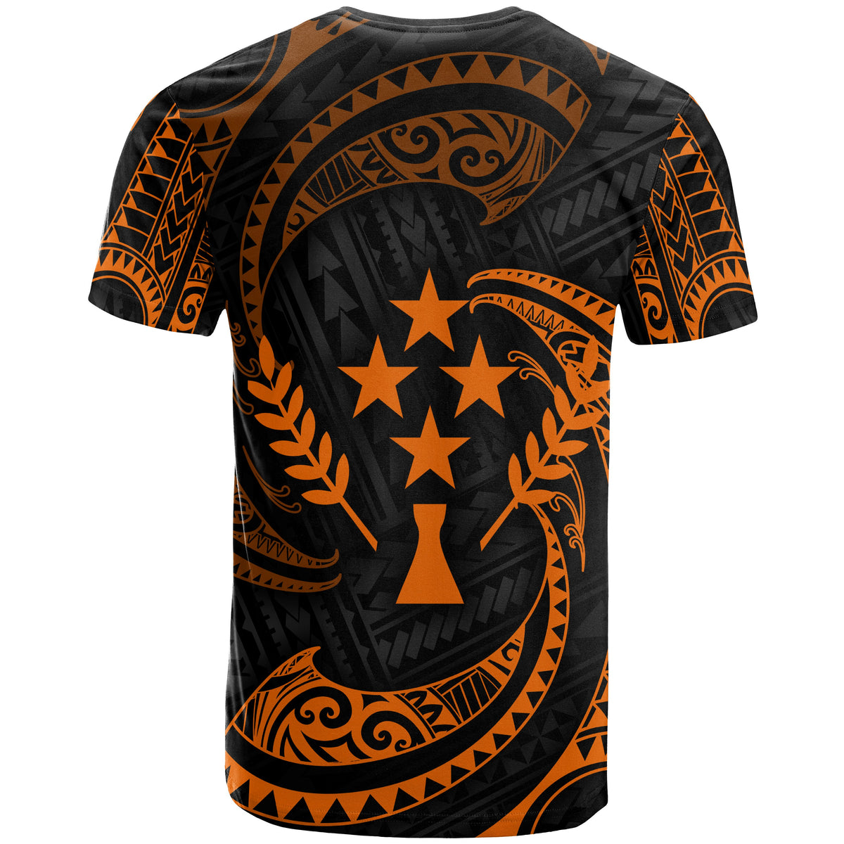 Kosrae Micronesia All Over T Shirt Orange Tribal Wave - Polynesian Pride