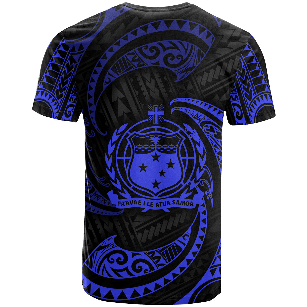 Samoa Polynesian T Shirt Blue Tribal Wave - Polynesian Pride