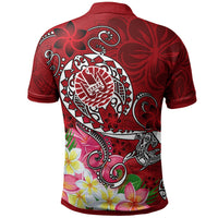 Tahiti Custom Polo Shirt Turtle Plumeria (Red) - Polynesian Pride