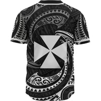 Wallis and Futuna Polynesian Baseball Shirt - White Tribal Wave - Polynesian Pride