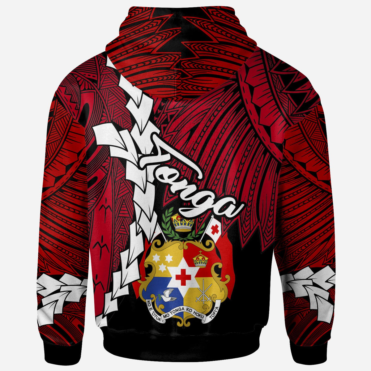 Tonga Polynesian Custom Hoodie Tribal Wave Tattoo Flag Color - Polynesian Pride