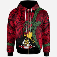 Papua New Guinea East Sepik Province Polynesian Zip Hoodie Tribal Wave Tattoo Unisex Red - Polynesian Pride