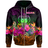 Samoa Zip up Hoodie Summer Hibiscus Unisex Reggae - Polynesian Pride