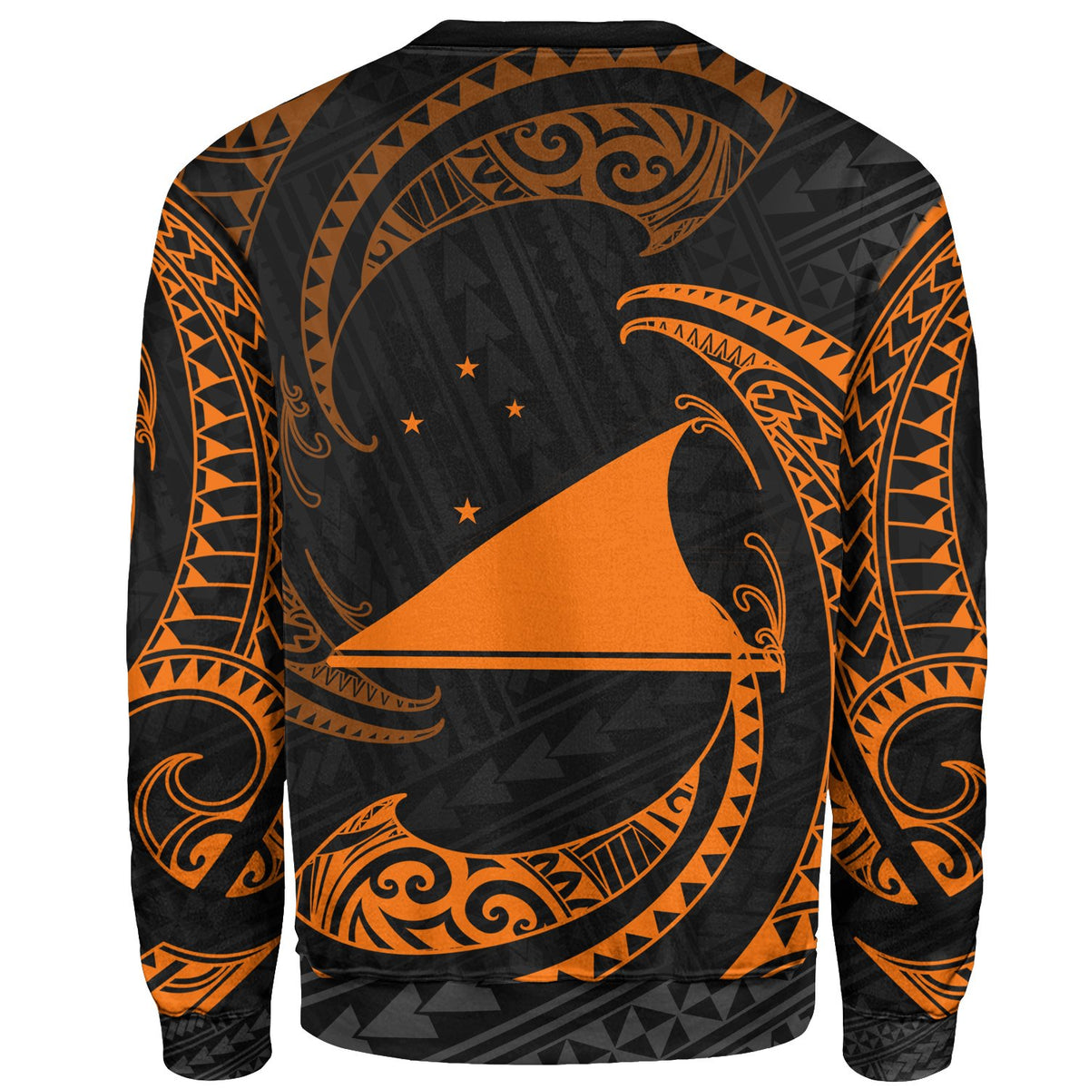 Tokelau Polynesian Custom Personalised Sweater - Orange Tribal Wave - Polynesian Pride