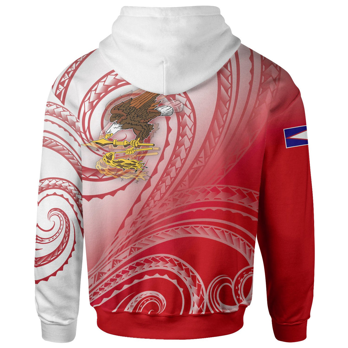 American Samoa Polynesian Custom Personalized Zip up Hoodie Bald Eagle (Red) - Polynesian Pride