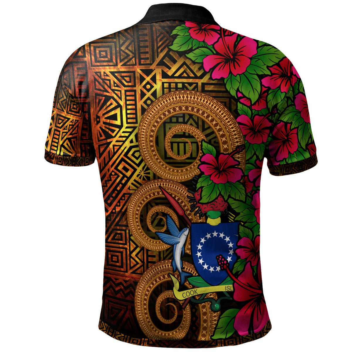 Cook Islands Polynesian Polo Shirt Hibiscus Vintage - Polynesian Pride