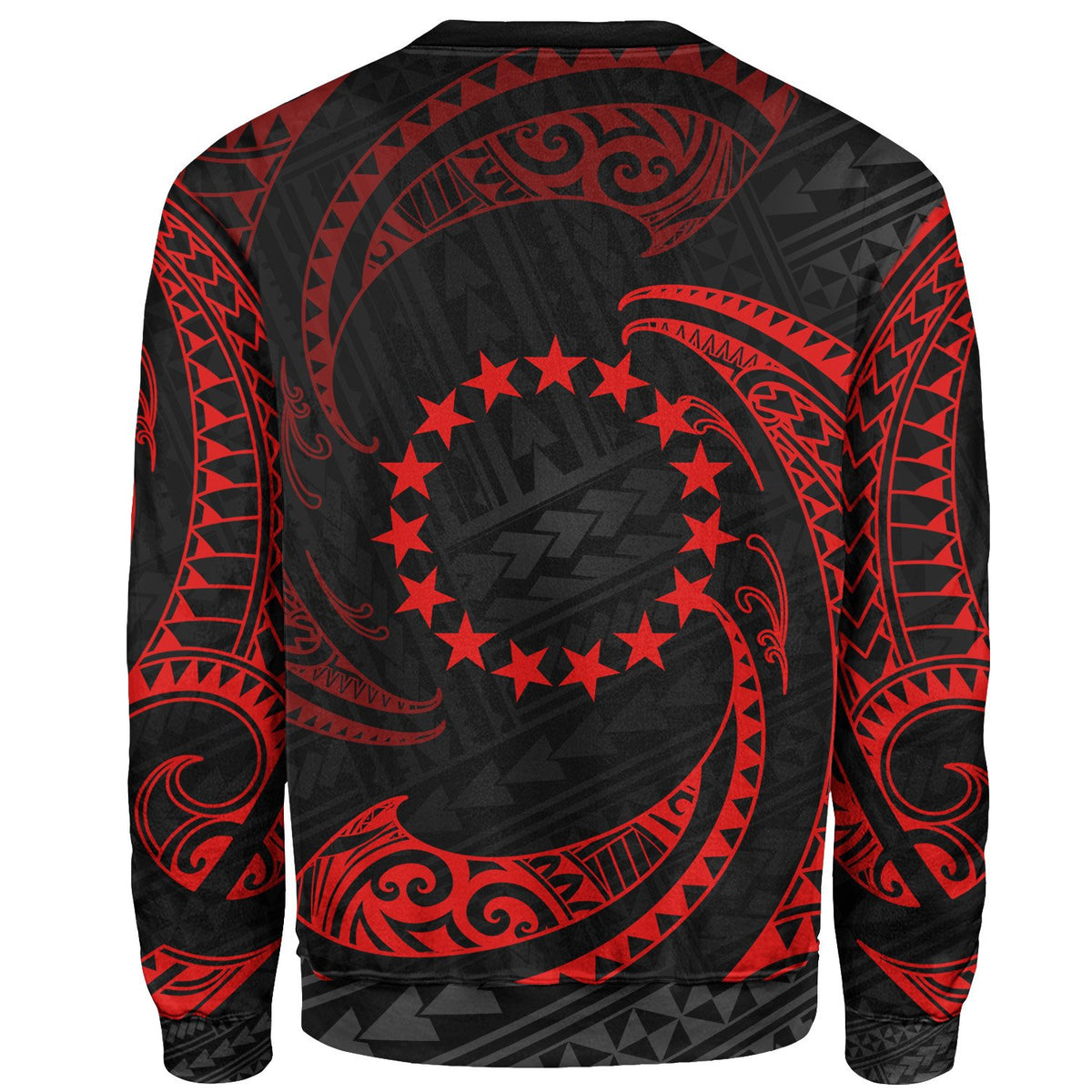 Cook Islands Polynesian Sweater - Red Tribal Wave - Polynesian Pride