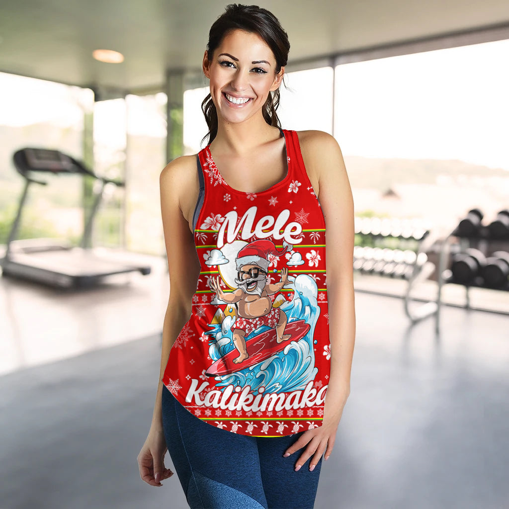(Custom Personalised) Hawaii Christmas Santas Surf Mele Kalikimaka Women Tank Top - LT2 - Polynesian Pride