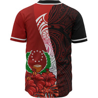 Pohnpei Polynesian Custom Personalised Baseball Shirt - Coat Of Arm With Hibiscus - Polynesian Pride
