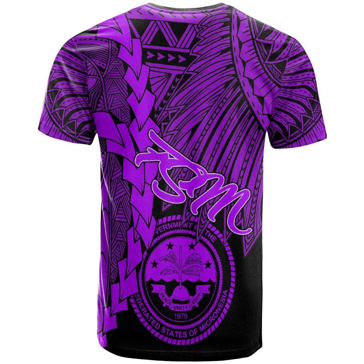 Federated States of Micronesia Custom T Shirt Tribal Wave Tattoo Purple - Polynesian Pride