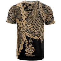 New Caledonia Polynesian Custom T Shirt Tribal Wave Tattoo Gold - Polynesian Pride