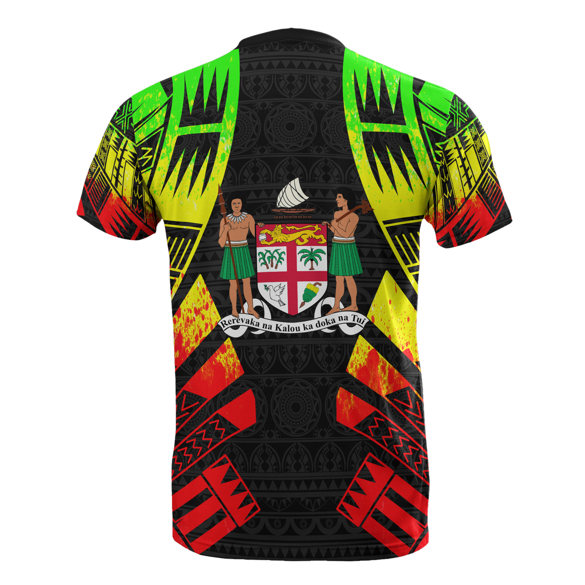 Fiji T Shirt Fijian Coat of Arms Polynesian Tattoo Reggae Style - Polynesian Pride