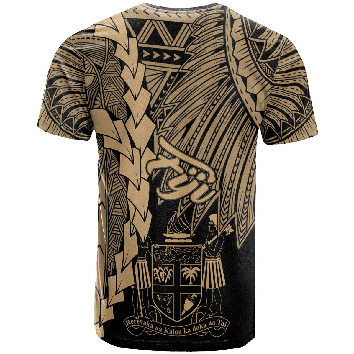 Fiji Polynesian Custom T Shirt Tribal Wave Tattoo Gold - Polynesian Pride