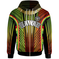 Hawaii Polynesian Zip Hoodie Tribal Ornamental Unisex Reggae - Polynesian Pride