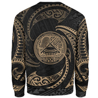 American Samoa Polynesian Custom Personalised Sweater - Gold Tribal Wave - Polynesian Pride