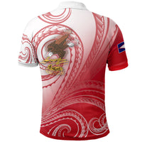 American Samoa Polynesian Custom Polo Shirt Bald Eagle (Red) - Polynesian Pride