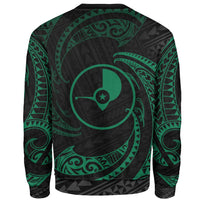 Yap Polynesian Custom Personalised Sweater - Green Tribal Wave - Polynesian Pride