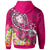 Fiji Custom Zip up Hoodie Turtle Plumeria (Pink) - Polynesian Pride