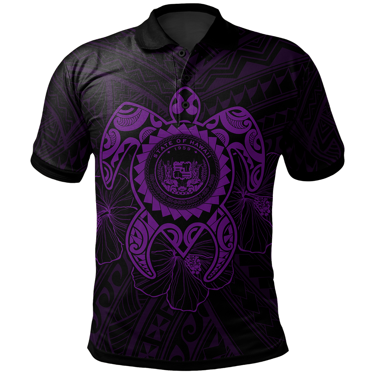 Hawaii Polynesian Polo Shirt Vintage Polynesian Turtle (Purple) Unisex Purple - Polynesian Pride