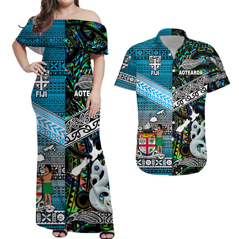 Polynesian Matching Hawaiian Shirt and Dress New Zealand Fiji Together Paua Shell LT8 Paua Shell - Polynesian Pride