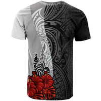 New Caledonia Polynesian T Shirt Coat Of Arms With Hibiscus White - Polynesian Pride