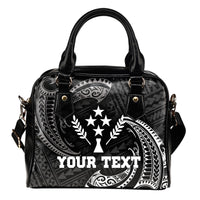 Kosrae Micronesia Custom Personalised Shoulder Handbag - White Tribal Wave One Size Black - Polynesian Pride