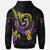 Fiji Custom Hoodie Plumeria Flowers with Spiral Patterns - Polynesian Pride