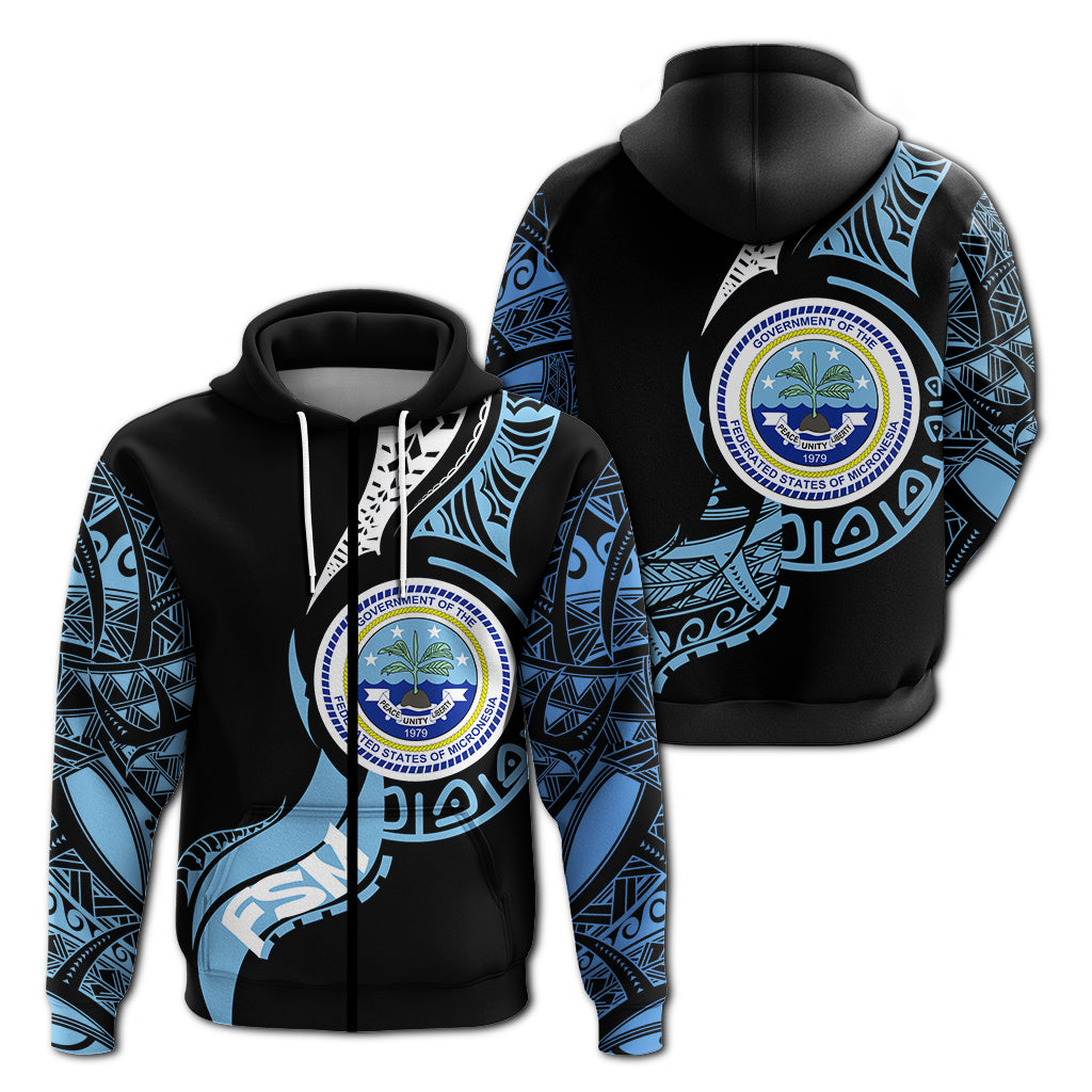 Federated States of Micronesia Zip up Hoodie Micronesia Pride LT12 Unisex Black - Polynesian Pride